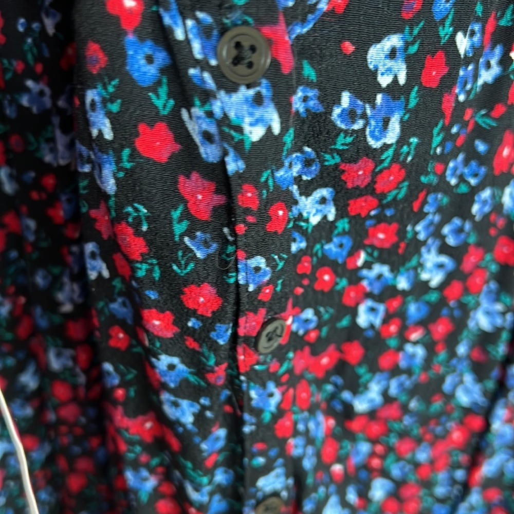 🕶️Navy Red Floral Print Button Down Maxi Dress Gap Size M Tall - Picture 8 of 8